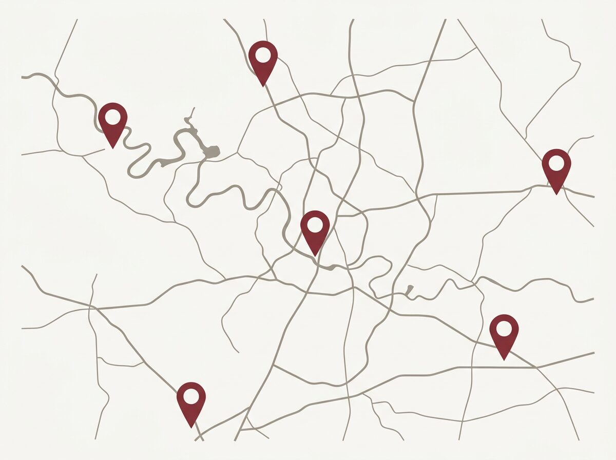 Central Texas service map showing the Waco area foundation repair market
