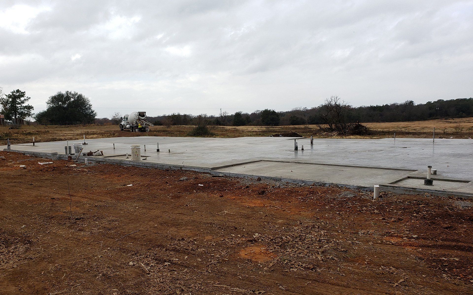 New slab foundation being poured in a fast-growing Texas subdivision